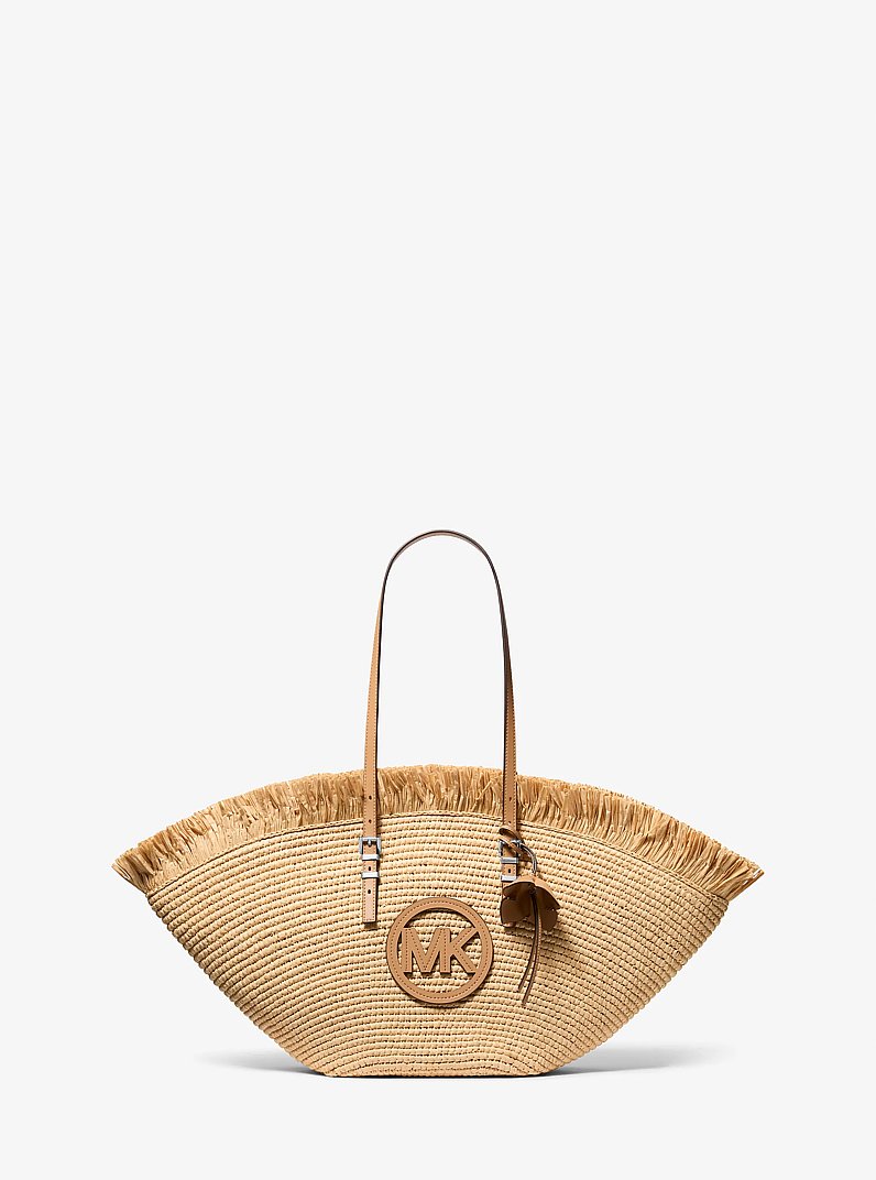 Isa Large Hand-Crocheted Fan Tote Bag in NATURAL/PEANUT | Michael Kors