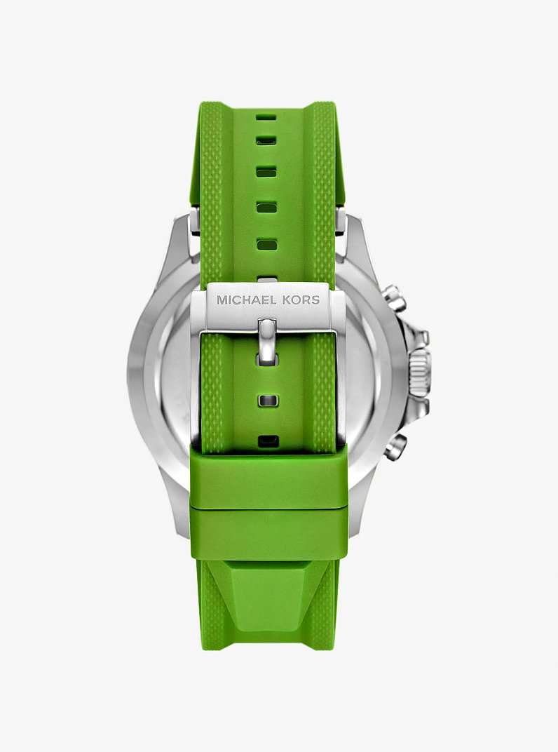 Oversized Everest Silver-Tone and Silicone Watch in JUNGLE GREEN | Michael Kors