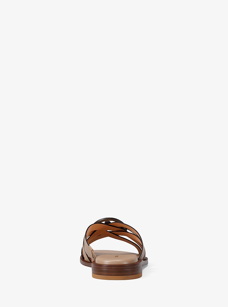 Erika Leather Slide Sandal in KHAKI | Michael Kors