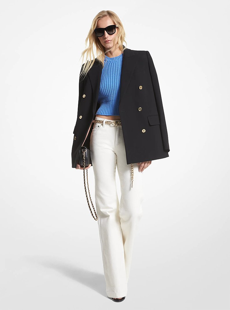 Blazer van cr&ecirc;pe in ZWART | Michael Kors