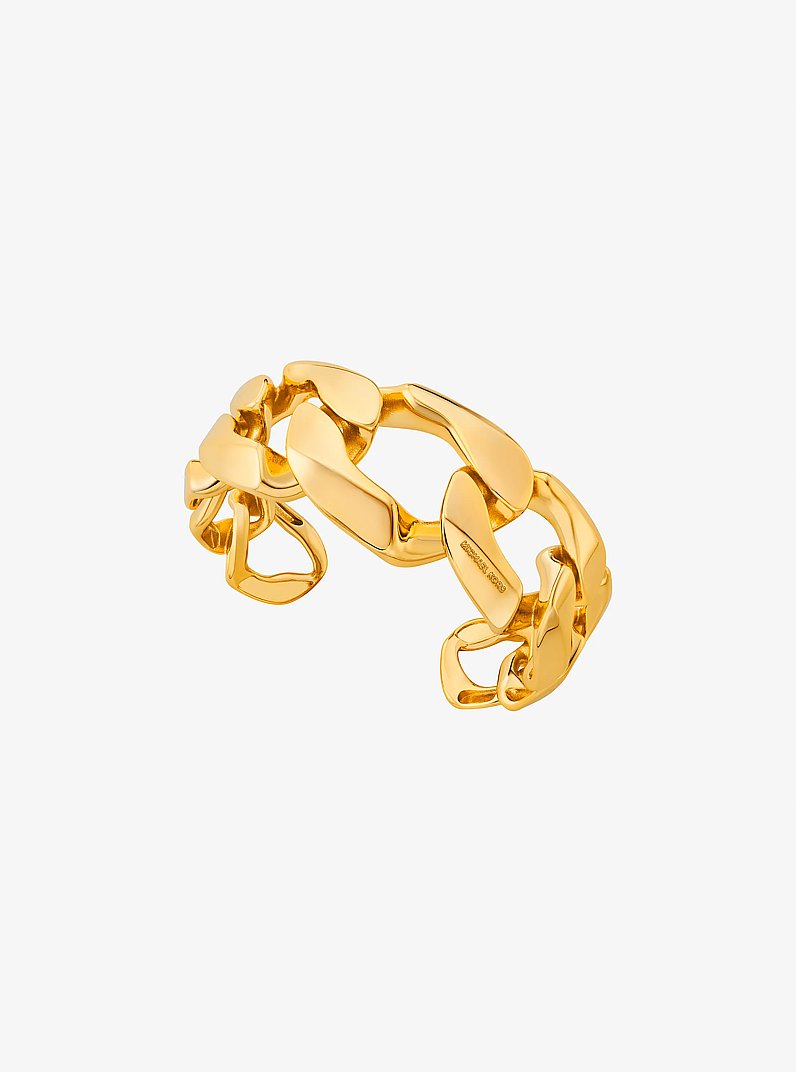 Precious-Metal Plated Brass Curb-Chain Cuff in GOLD | Michael Kors