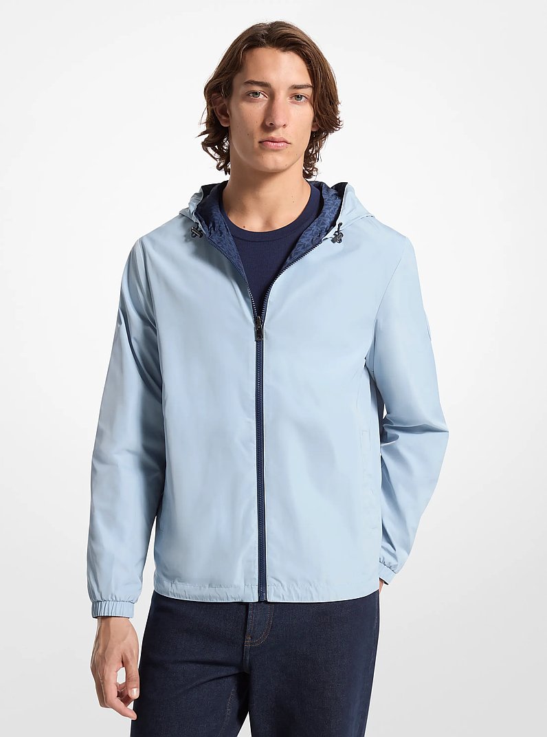 Reversible Signature Logo Windbreaker Jacket in PALE BLUE | Michael Kors