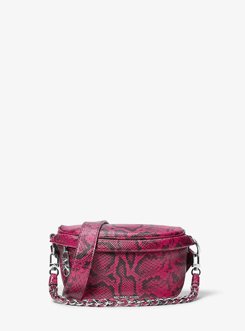 Slater Extra-Small Snake Embossed Leather Sling Pack in DEEP FUCHSIA | Michael Kors