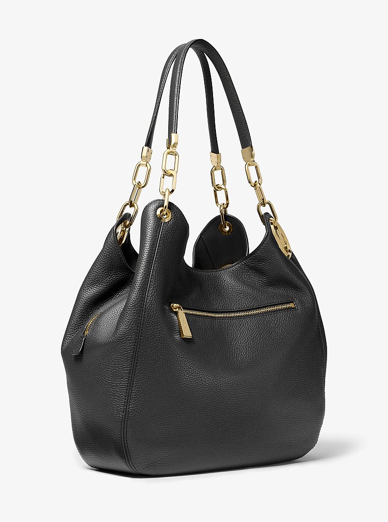 Lillie Large Pebbled Leather Shoulder Bag in BLACK | Michael Kors