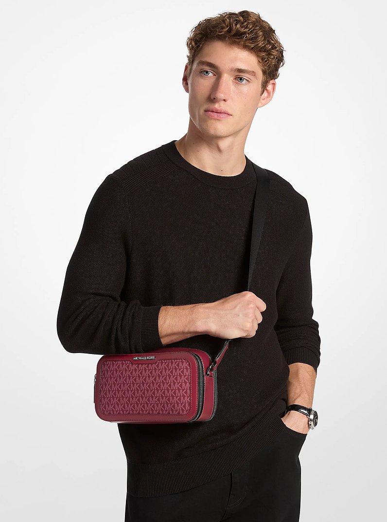 Cooper Signature Logo Crossbody Bag in CHERRY | Michael Kors