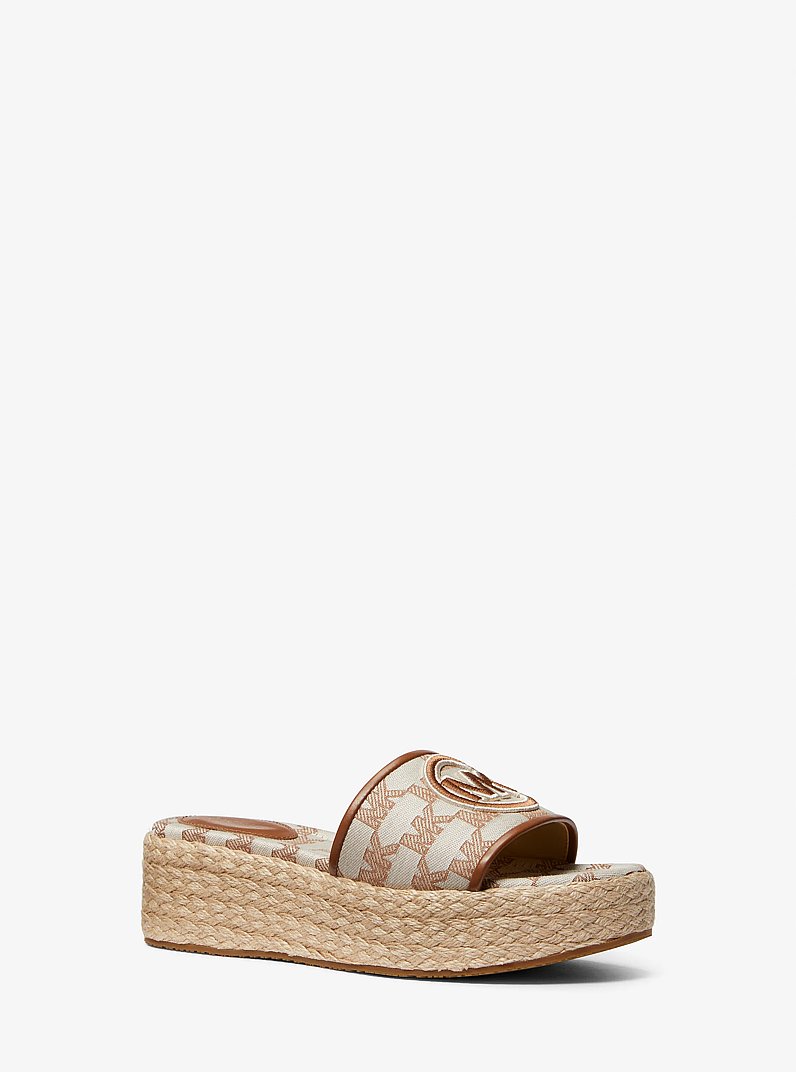Sandalia de cu&ntilde;a Sadler de yute y jacquard con logotipo in CREMA CLARO MULTICOLOR | Michael Kors