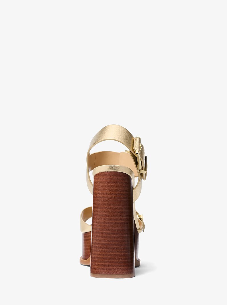 Colby Metallic Leather Platform Sandal in PALE GOLD | Michael Kors