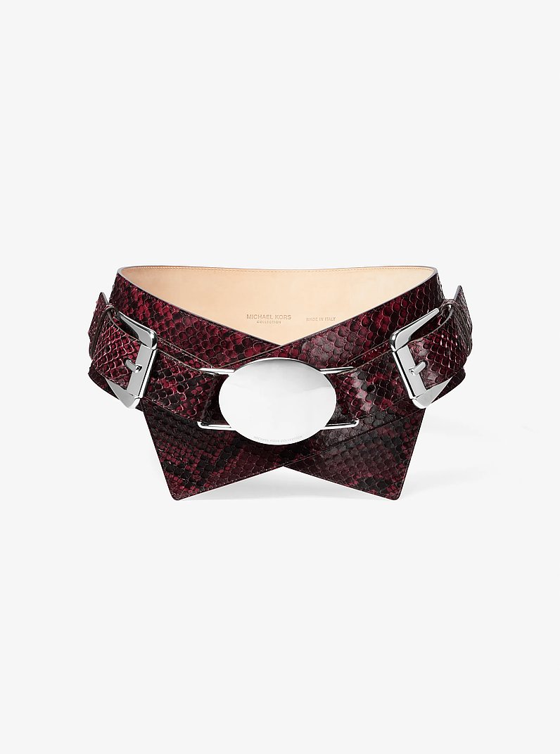 Cintura Gloria in pelle stampa pitone in MERLOT | Michael Kors