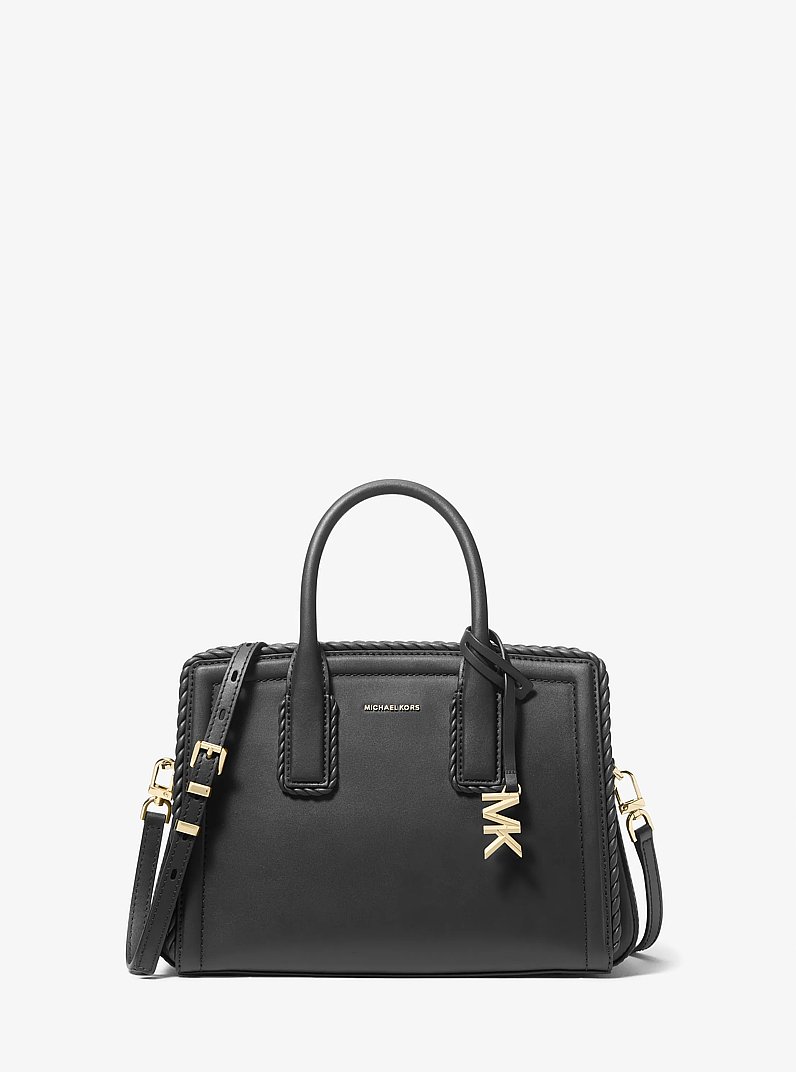 Laila Small Leather Satchel in BLACK | Michael Kors