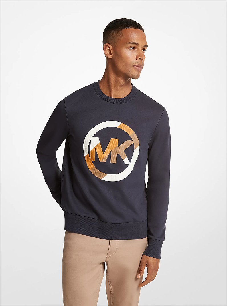 Logo Charm Print Stretch Cotton Sweatshirt