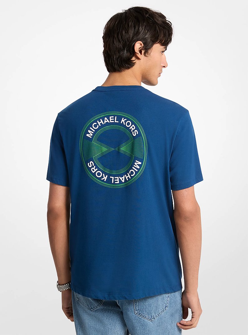 T-shirt in cotone con logo effetto grafico in BLU FIUME | Michael Kors