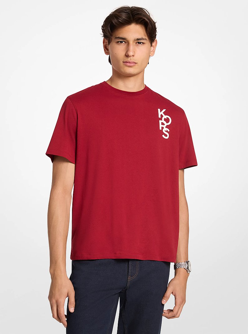 Graphic Logo Cotton Jersey T-Shirt in GRANATE | Michael Kors