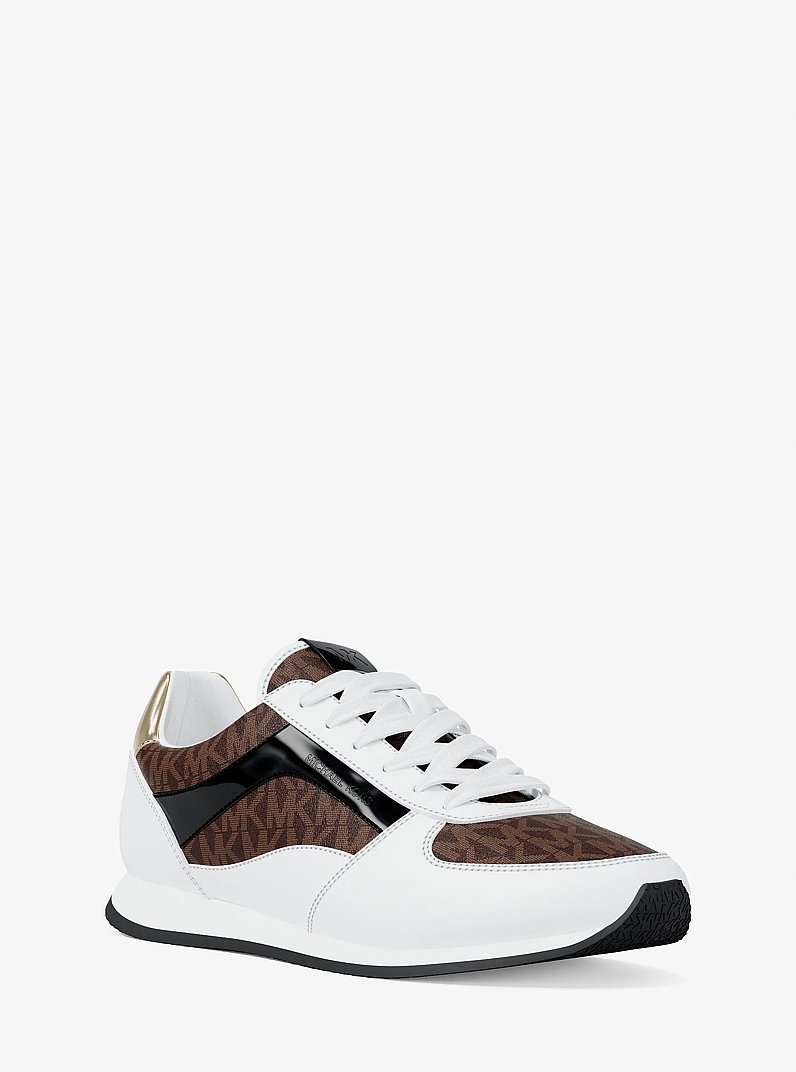 Sneaker Cindy aus glattem Material und Signature-Logostoff in BRAUN MULTI | Michael Kors