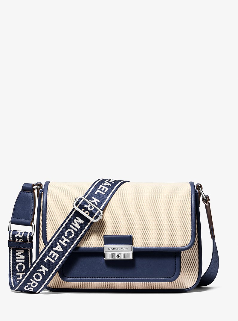 Bradshaw Medium Two-Tone Canvas Messenger Bag in NAVY | Michael Kors