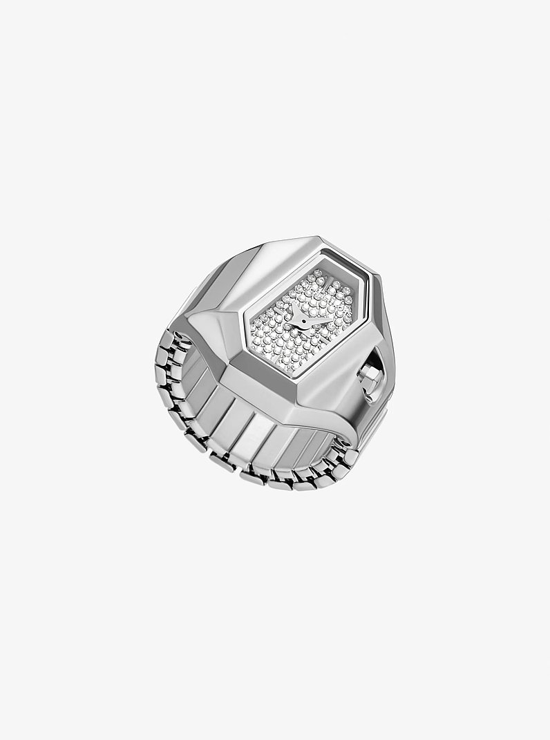 Suri Pav&eacute; Silver-Tone Ring Watch in SILVER | Michael Kors