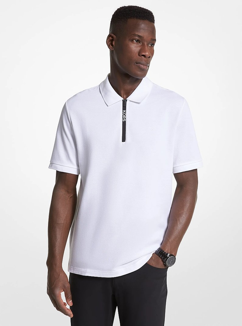 Polo de algod&oacute;n con media cremallera in BLANCO | Michael Kors