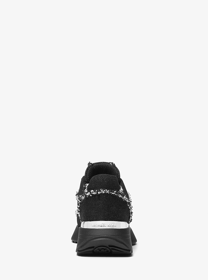 Ari Frayed Denim Trainer in BLACK | Michael Kors