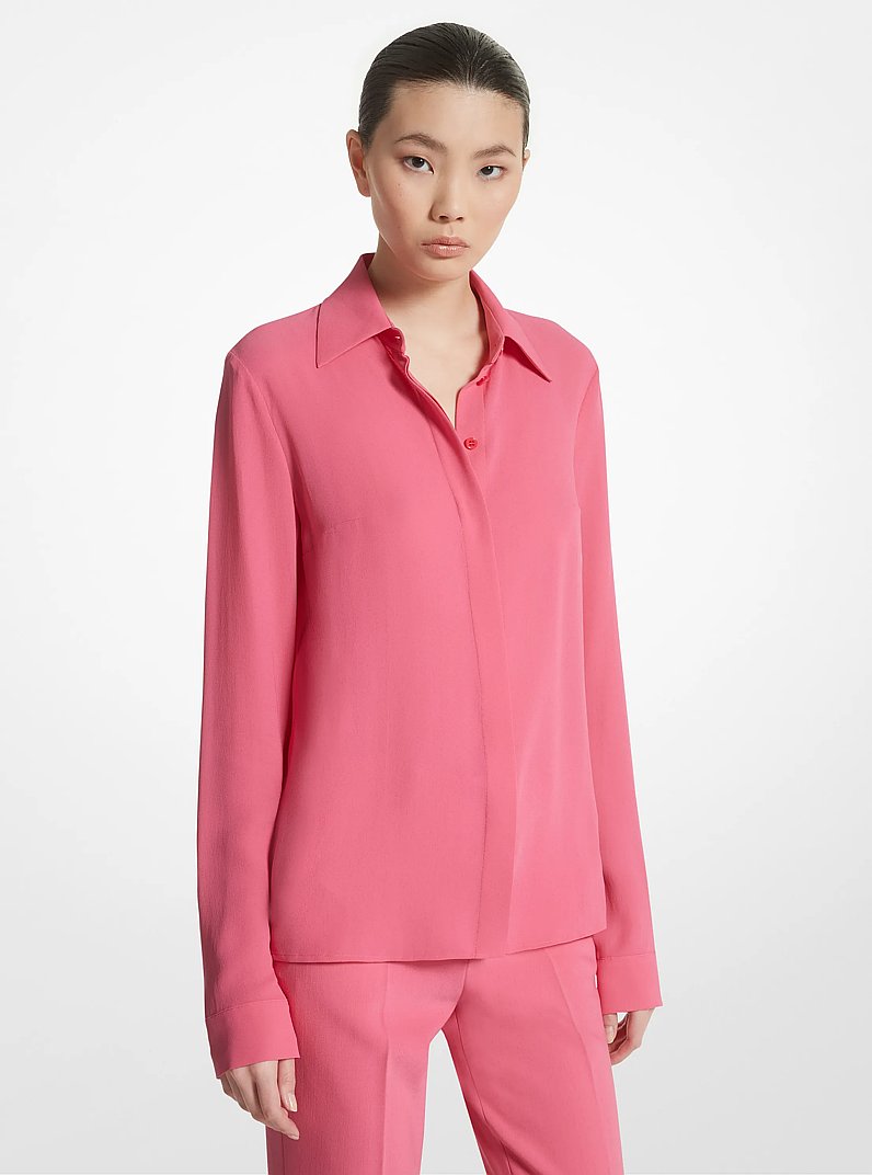 Hansen Silk Georgette Shirt in AZALEA | Michael Kors
