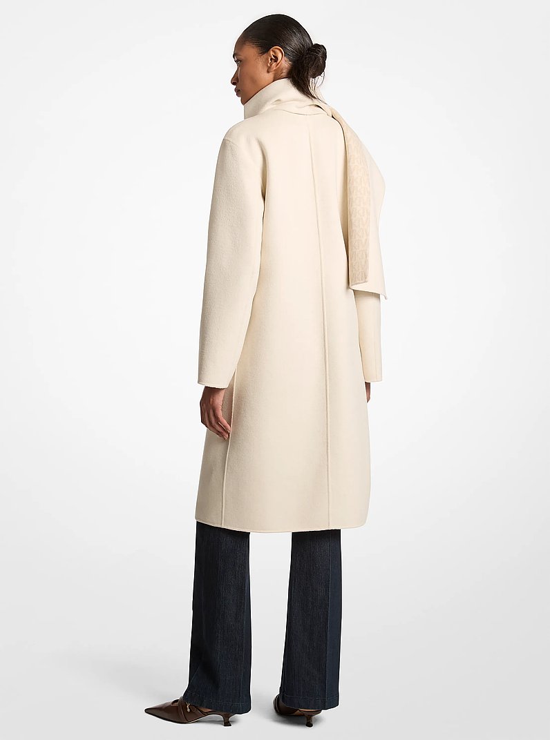 Wool Blend Wrap Coat With Scarf in BONE | Michael Kors