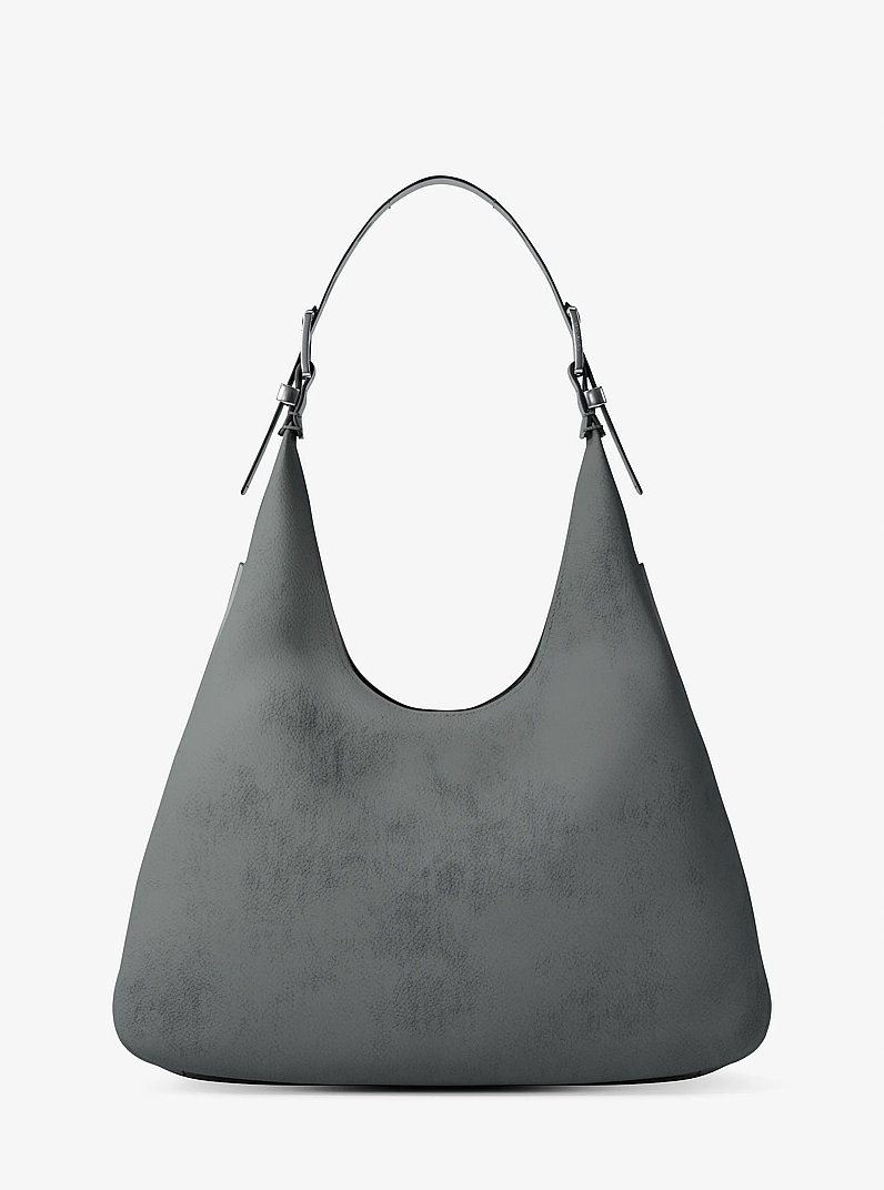 Nolita Large Nubuck Hobo Shoulder Bag in STORM | Michael Kors