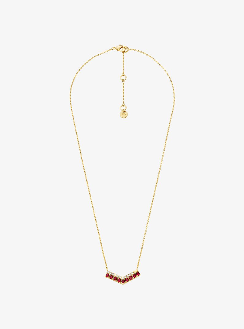 Collar con dise&ntilde;o chevron de dos tonos con incrustaciones in DORADO/RUB&Iacute; | Michael Kors