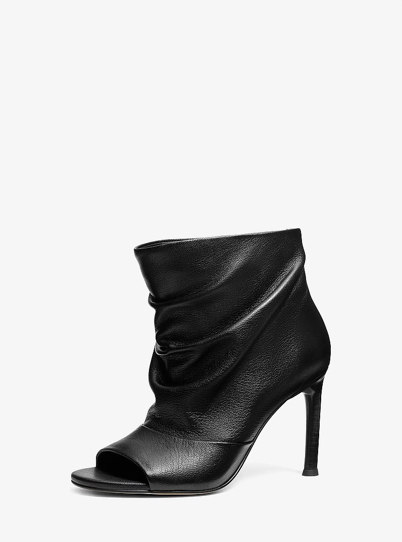 Raelynn Leather Open-Toe Ankle Boot in BLACK | Michael Kors