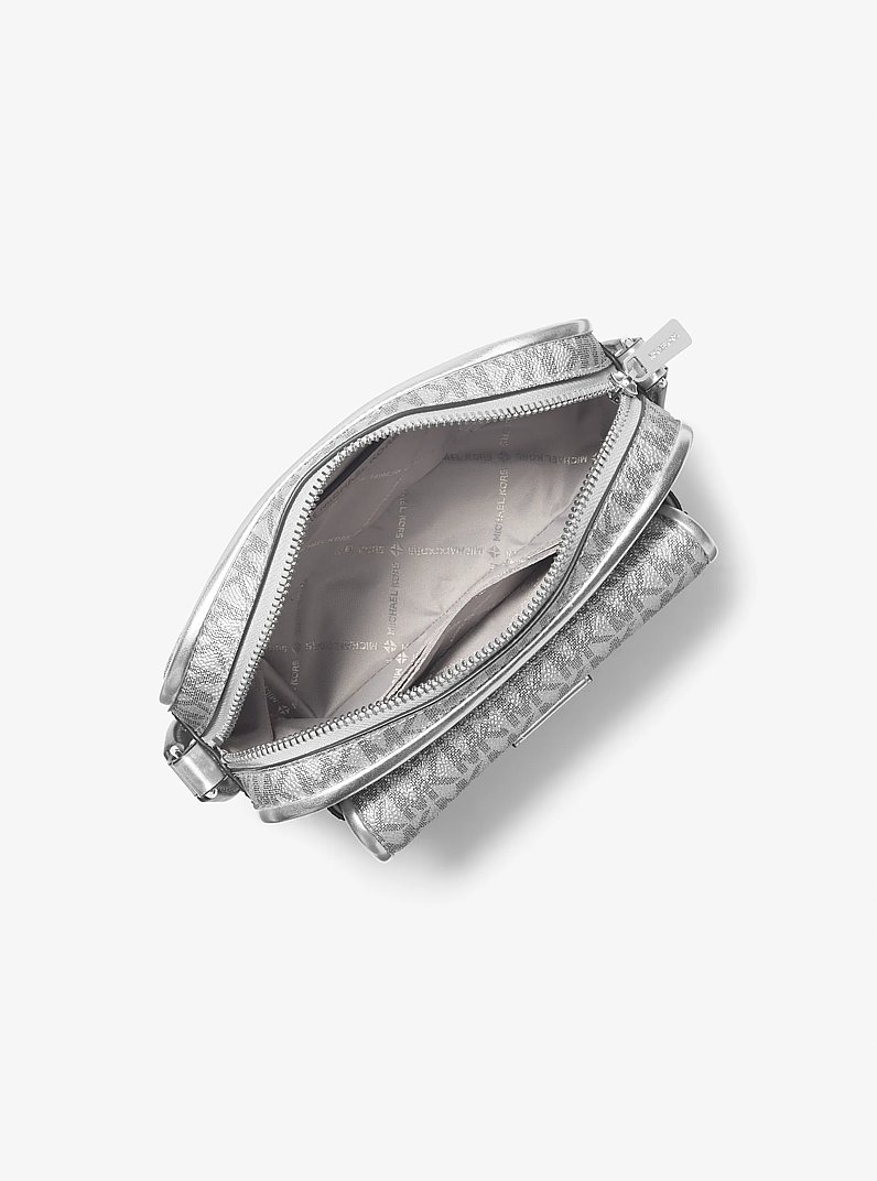 Bradshaw Extra-Small Metallic Signature Logo Camera Crossbody in SILVER | Michael Kors
