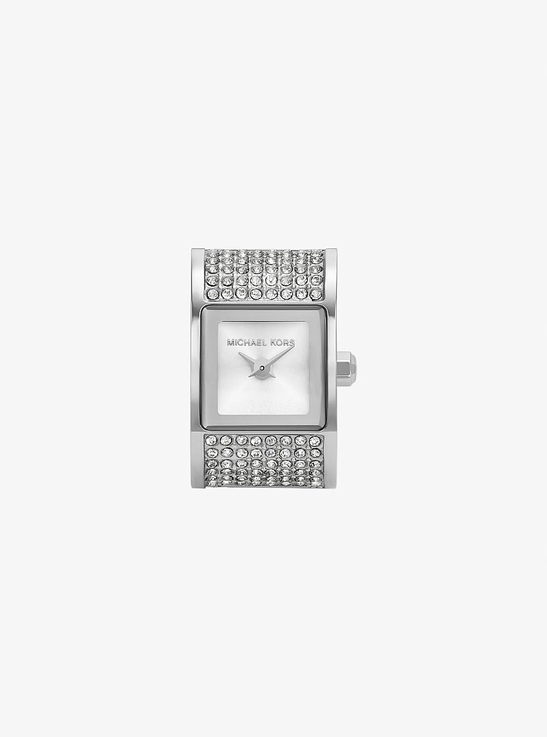 Darrington Pav&eacute; Silver-Tone Ring Watch in SILVER | Michael Kors