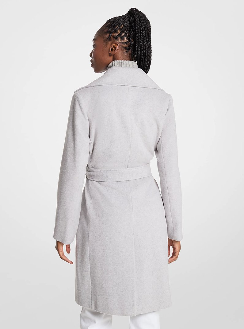Wool Blend Wrap Coat in PEARL GREY - Sale | Michael Kors [US]