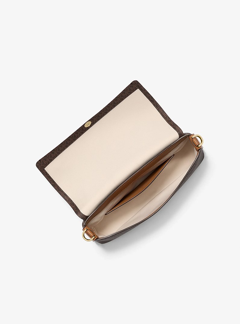 Nessa Large Signature Logo Crossbody Bag in BRN/ACORN | Michael Kors