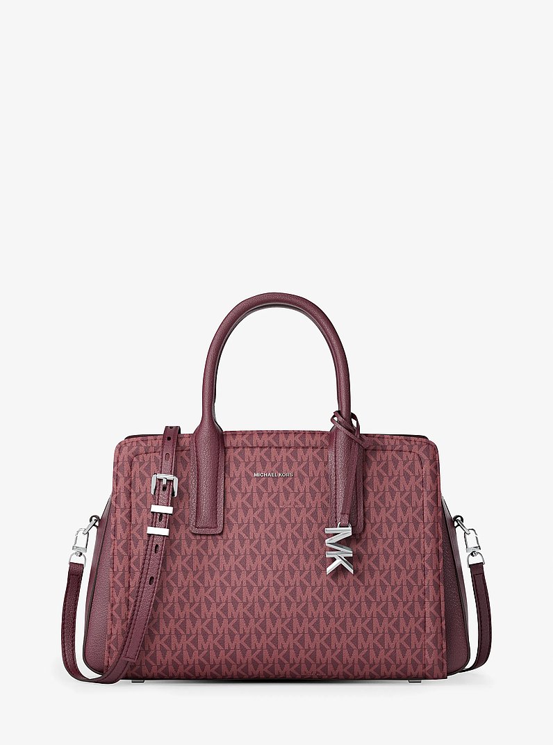 Laila Medium Signature Logo Satchel in SMOKEY ROSE - Sale