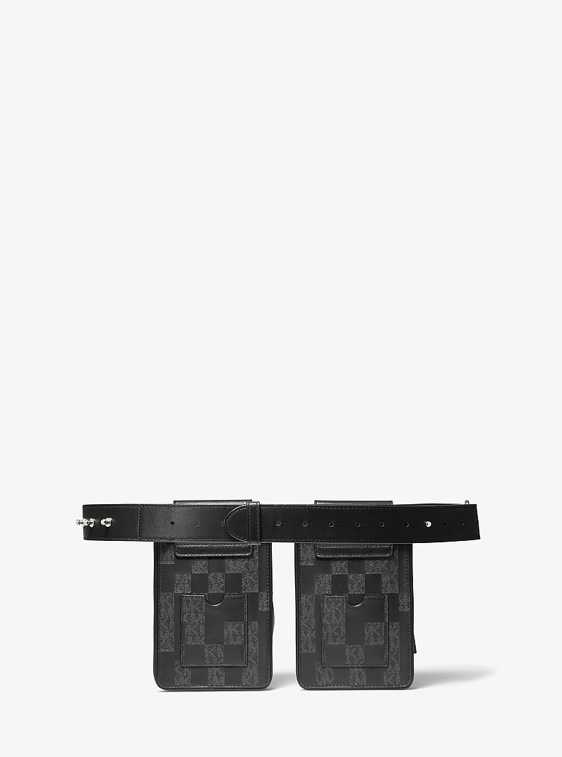 ASHYA X MICHAEL KORS Saga Signature And Leather Multi Bag in BLACK COMBO | Michael Kors