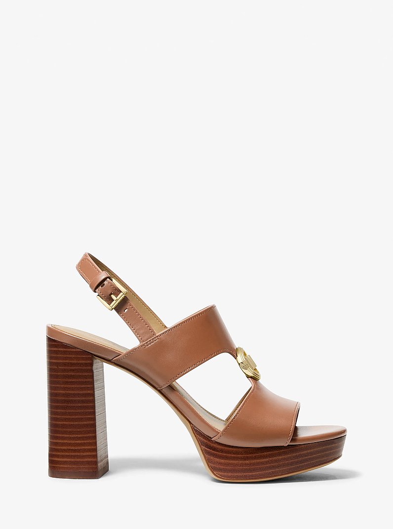 Plateau-Sandale Erin aus Leder in LUGGAGE | Michael Kors