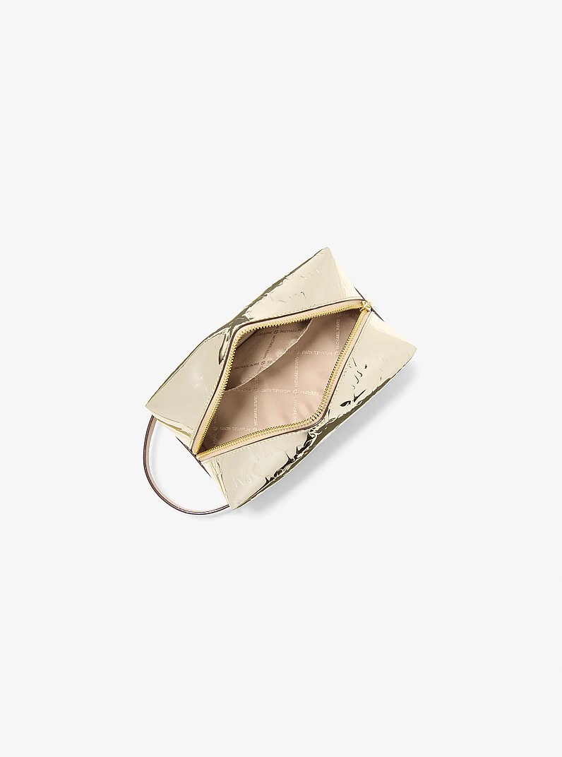 Jet Set Medium Metallic Logo Debossed Travel Kit in PALE GOLD | Michael Kors