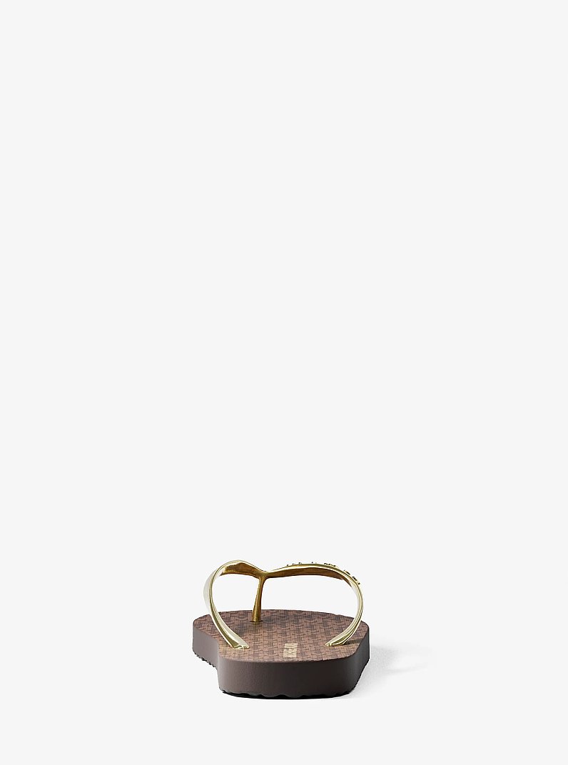 Signature Logo Flip Flops in BROWN | Michael Kors