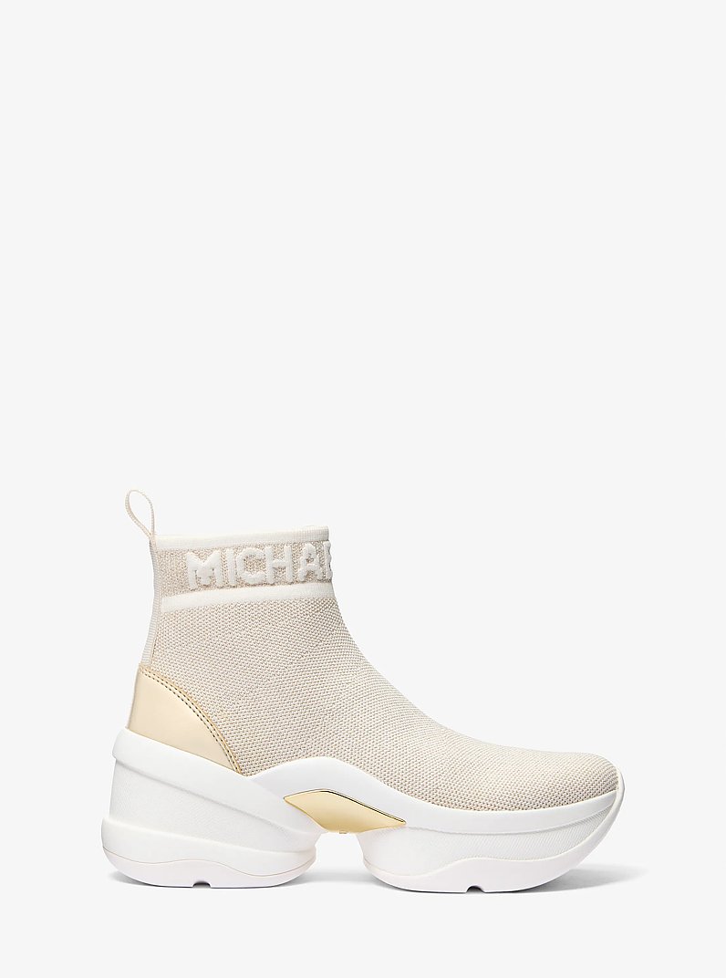 Olympia Metallic Stretch Knit Boot in PALE GOLD | Michael Kors