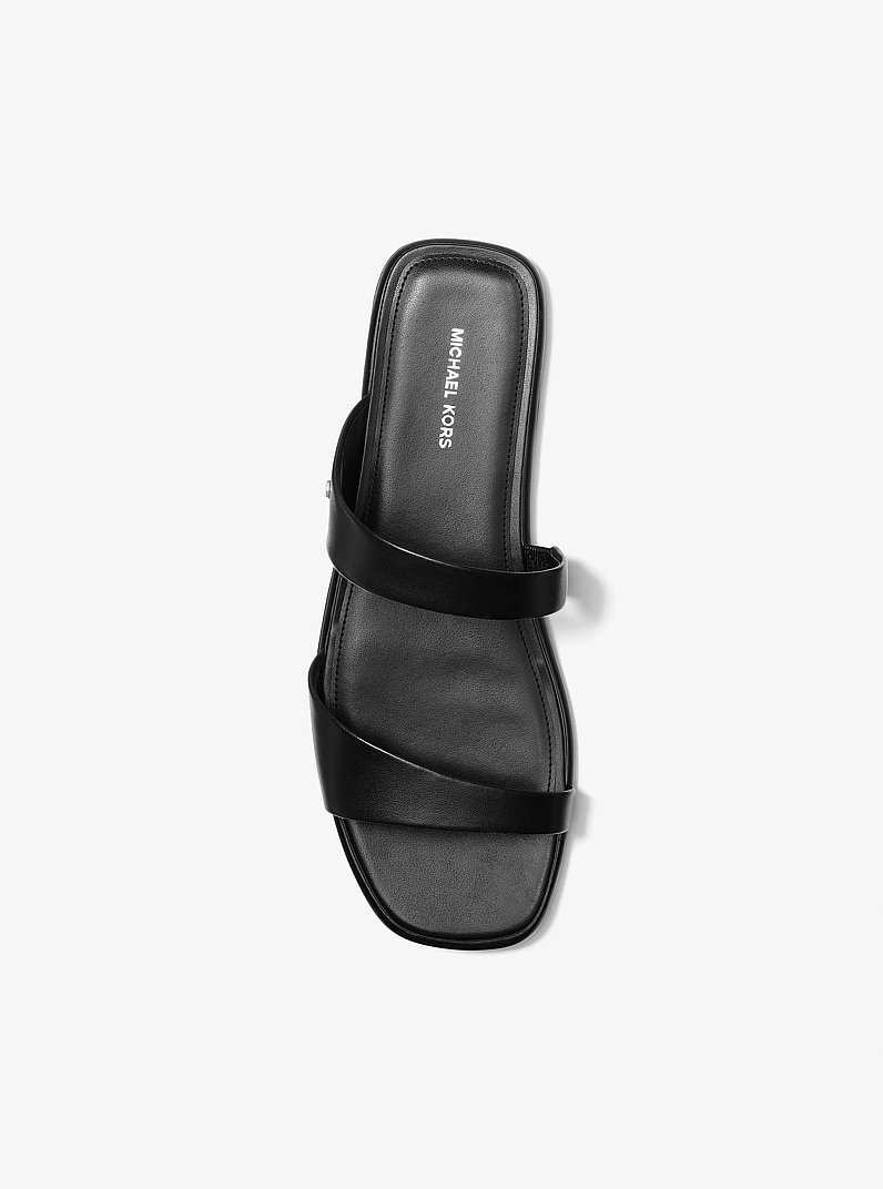 Jaida Leather Sandal in BLACK | Michael Kors