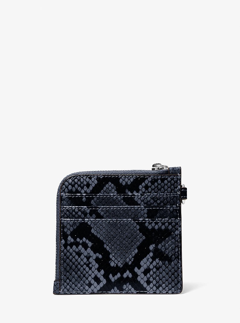 Jet Set Travel Medium Snake Embossed Chain Wallet in NAVY | Michael Kors