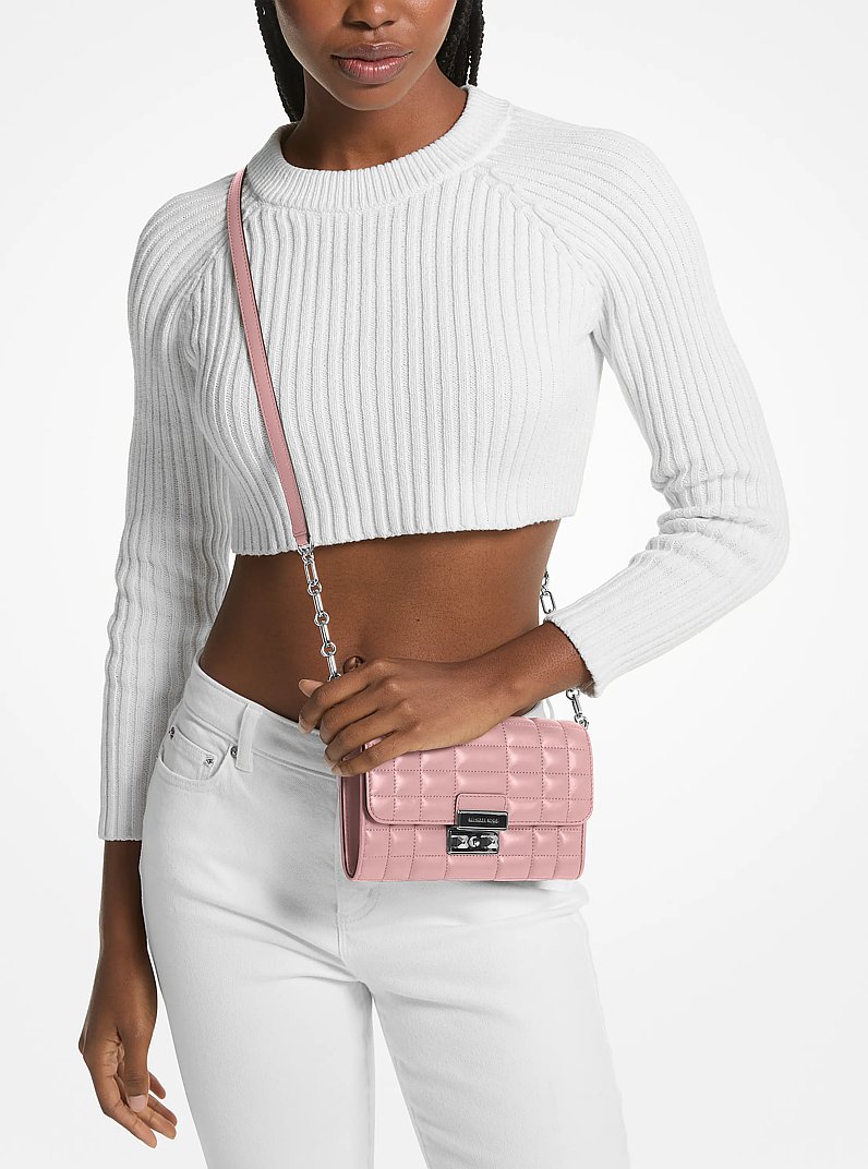 Tribeca Leather Convertible Crossbody Bag in SMOKEY ROSE | Michael Kors