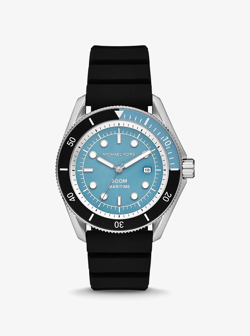 Oversized Maritime Silicone Watch in BLACK | Michael Kors