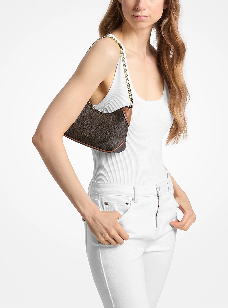 Pochette convertibile Jet Set piccola con stampa logo in BRONZO/GHIANDA | Michael Kors