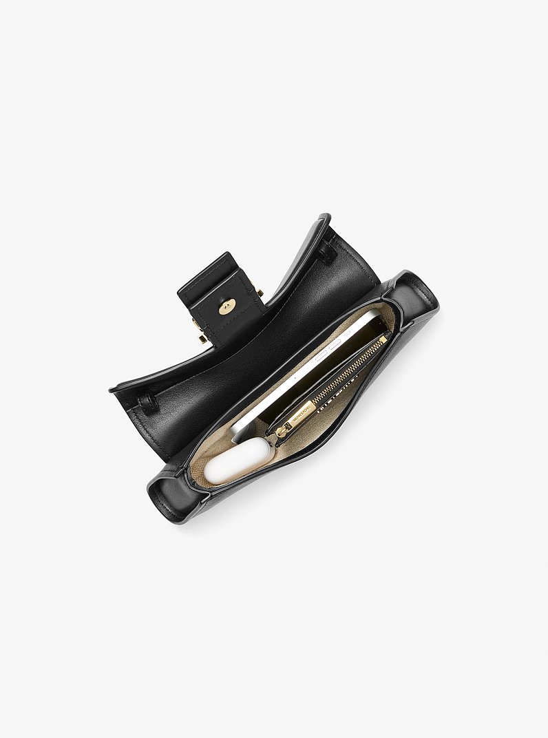 Colby Small Leather Convertible Clutch in BLACK | Michael Kors