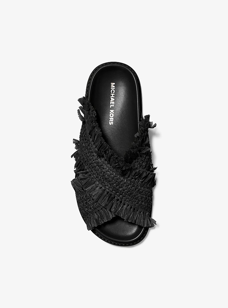 Peyton Fringe Crocheted Sandal in BLACK | Michael Kors
