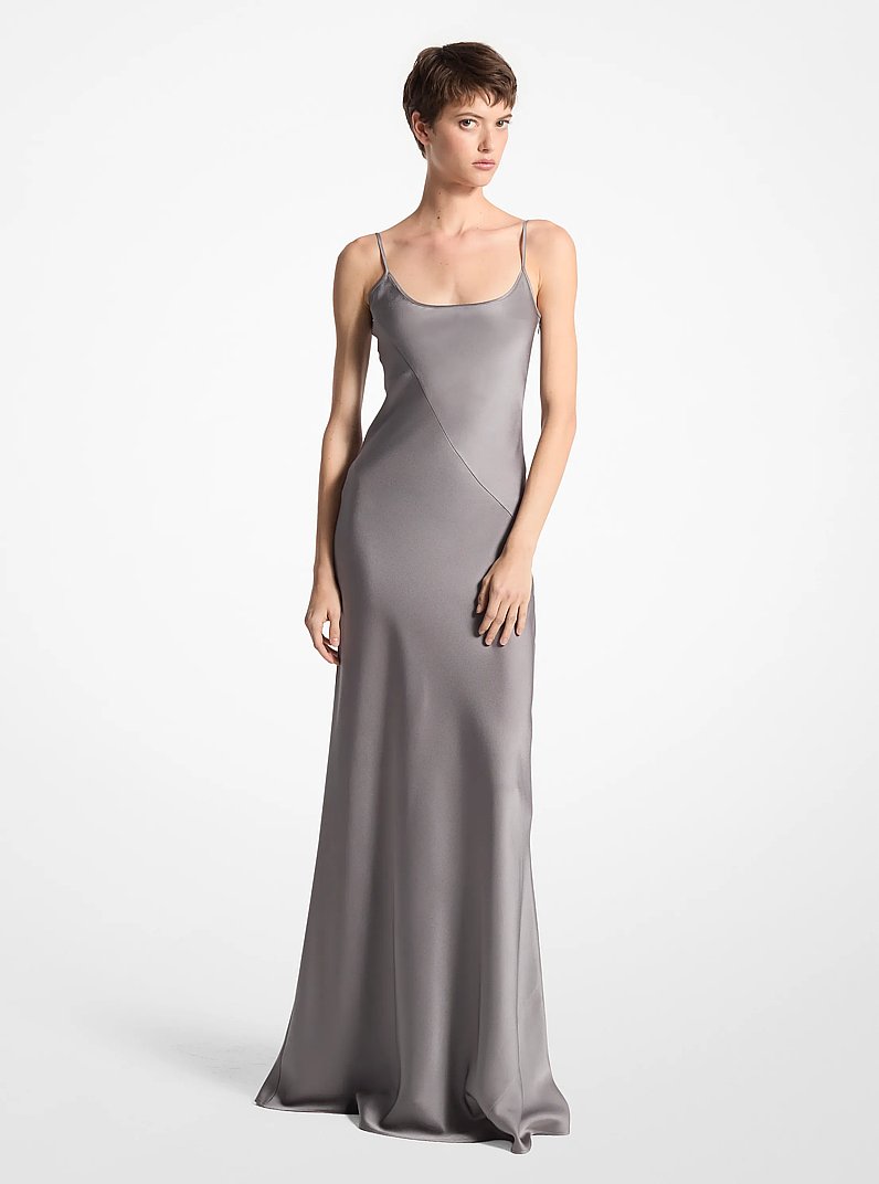 Satin Charmeuse Slip Gown in SLATE | Michael Kors