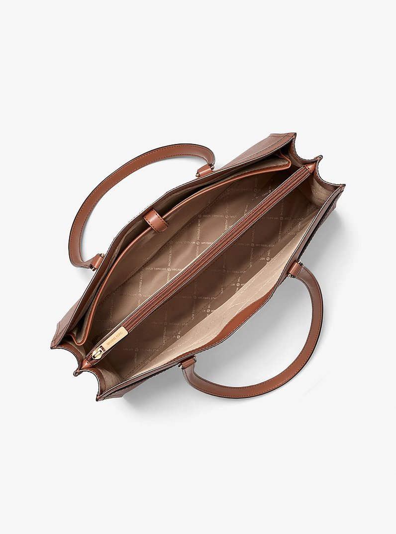 Bolso tote Jet Set Travel de bolsillo grande de piel saffiano in LUGGAGE | Michael Kors