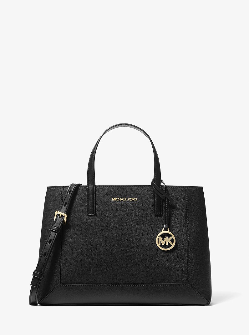 Sallie Medium Saffiano Leather Satchel in BLACK | Michael Kors