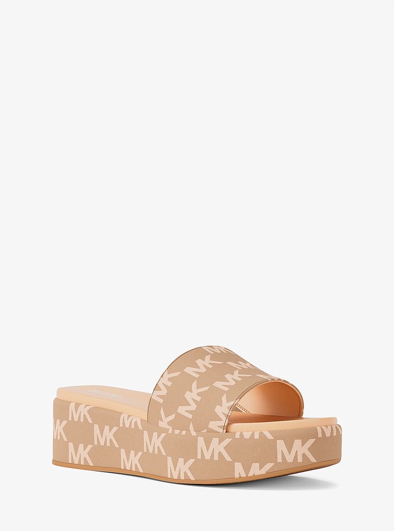 Sandale &agrave; enfiler &agrave; plateforme Sadler en jacquard &agrave; logo in CHAMEAU LAV&Eacute; | Michael Kors