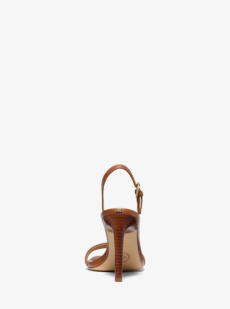 Kasia Leather Sandal in LUGGAGE | Michael Kors