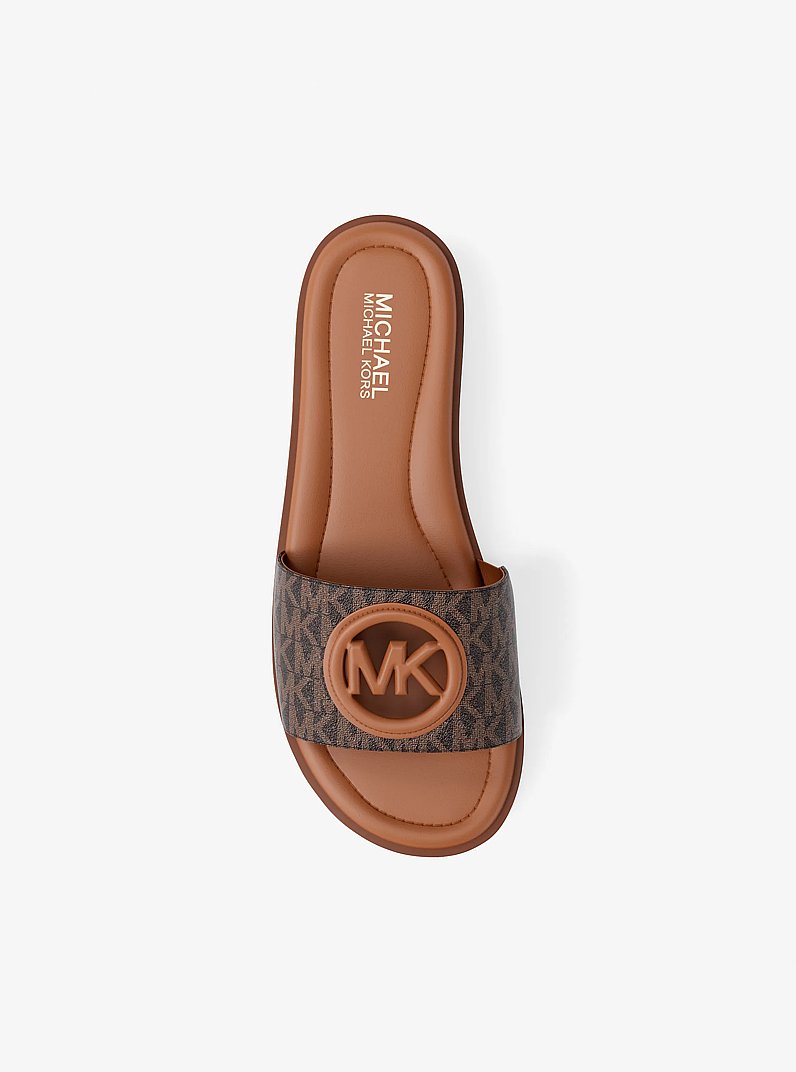 Carissa Signature Logo Slide Sandal in BROWN MULTI | Michael Kors