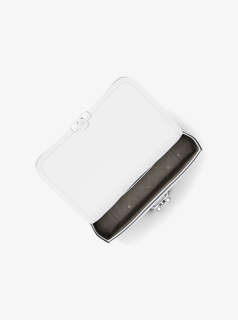 Schultertasche Tribeca Large aus gekrispeltem Leder in OPTIC WHITE | Michael Kors